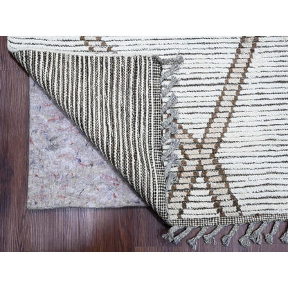 Tribal & Geometric Wool Hand Knotted Rug Ivory 15.9x23.5 -O020232