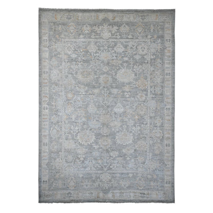 Oushak And Peshawar Wool Hand Knotted Rug Grey 9.0x12.6 -O020240
