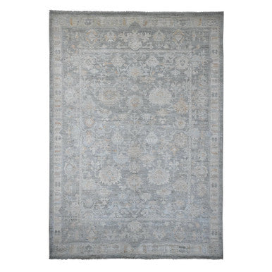 Oushak And Peshawar Wool Hand Knotted Rug Grey 9.0x12.6 -O020240