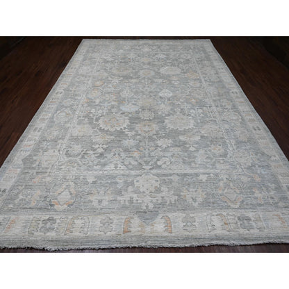 Oushak And Peshawar Wool Hand Knotted Rug Grey 9.0x12.6 -O020240
