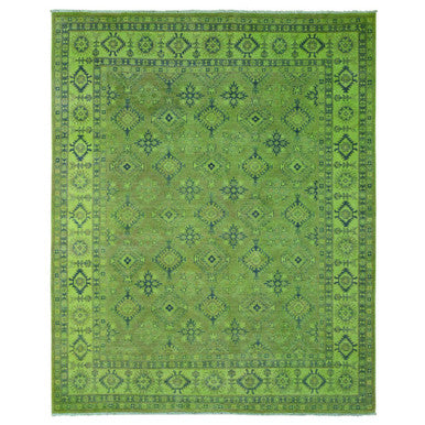 Kazak Wool Hand Knotted Rug Green 7.11x9.8 -O020246