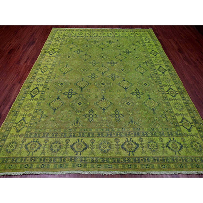 Kazak Wool Hand Knotted Rug Green 7.11x9.8 -O020246