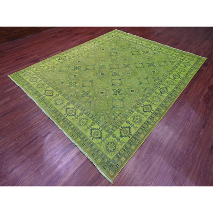 Kazak Wool Hand Knotted Rug Green 7.11x9.8 -O020246
