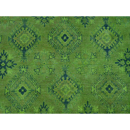 Kazak Wool Hand Knotted Rug Green 7.11x9.8 -O020246