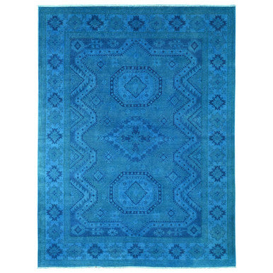 Kazak Wool Hand Knotted Rug Blue 7.8x10.1 -O020247