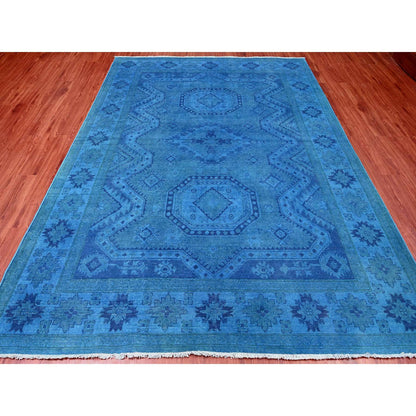 Kazak Wool Hand Knotted Rug Blue 7.8x10.1 -O020247
