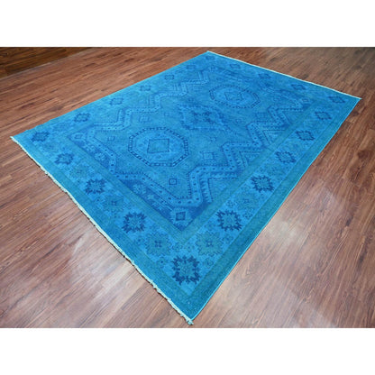 Kazak Wool Hand Knotted Rug Blue 7.8x10.1 -O020247