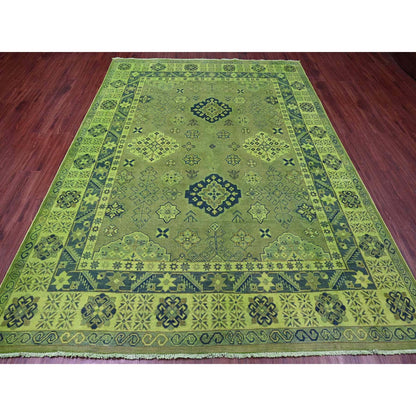 Kazak Wool Hand Knotted Rug Green 7.5x10.0 -O020250