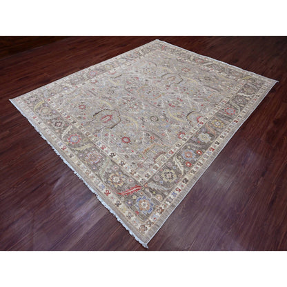 Oushak And Peshawar Wool Hand Knotted Rug Brown 8.0x9.9 -O020253