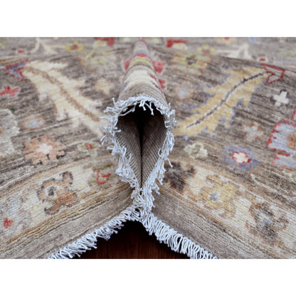 Oushak And Peshawar Wool Hand Knotted Rug Brown 8.0x9.9 -O020253