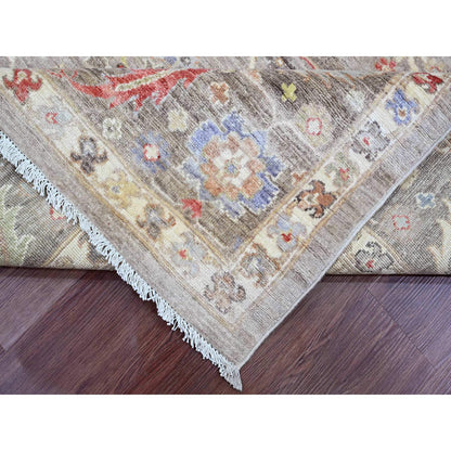Oushak And Peshawar Wool Hand Knotted Rug Brown 8.0x9.9 -O020253