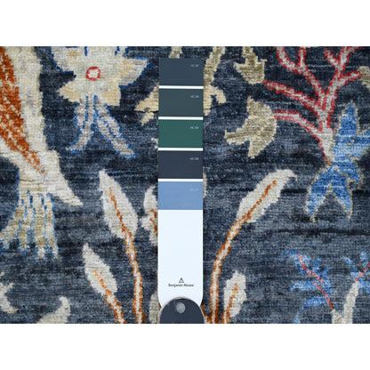 Oushak And Peshawar Wool Hand Knotted Rug Blue 5.10x6.0 -O020255