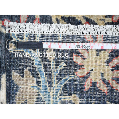 Oushak And Peshawar Wool Hand Knotted Rug Blue 5.10x6.0 -O020255
