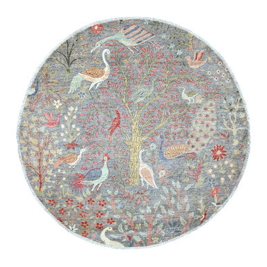 Oushak And Peshawar Wool Hand Knotted Rug Grey 5.6x5.8 -O020257