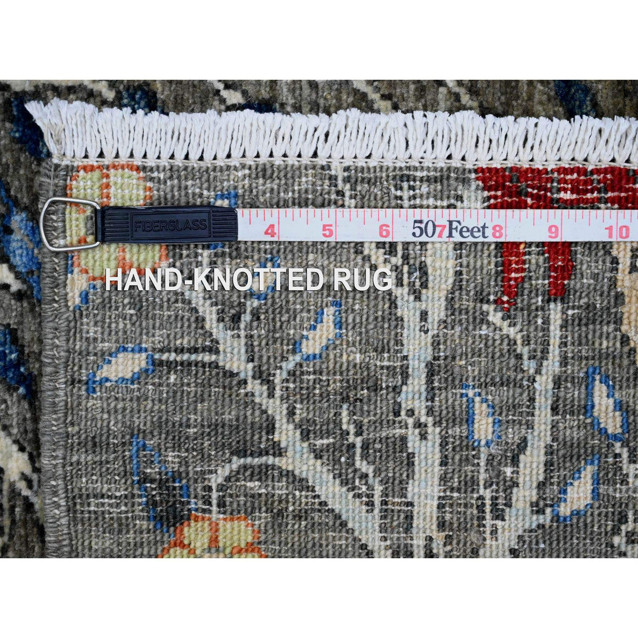 Gray 3'11" x 16'4" Oushak And Peshawar Hand knotted Wool Rug - Sku: O020261