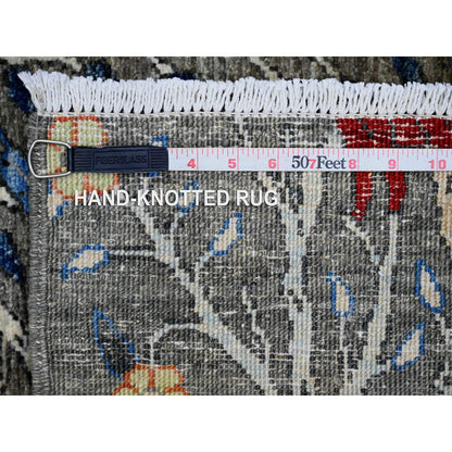 Oushak And Peshawar Wool Hand Knotted Rug Grey 3.11x16.4 -O020261
