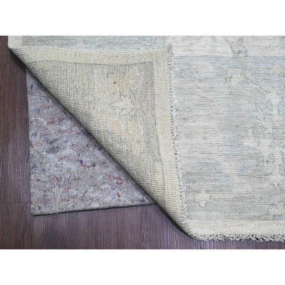Oushak And Peshawar Wool Hand Knotted Rug Ivory 8.10x17.4 -O020264