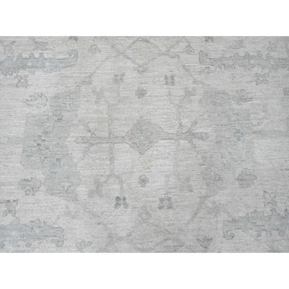 Oushak And Peshawar Wool Hand Knotted Rug Ivory 8.10x17.4 -O020264