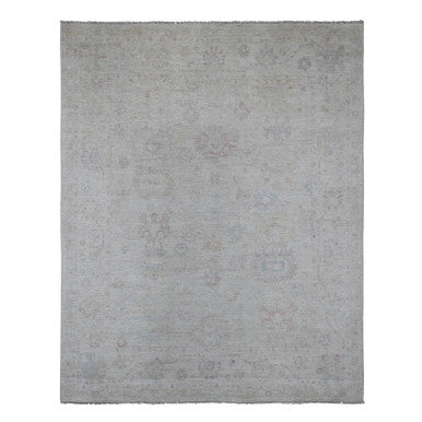 Oushak And Peshawar Wool Hand Knotted Rug Grey 7.10x9.8 -O020265