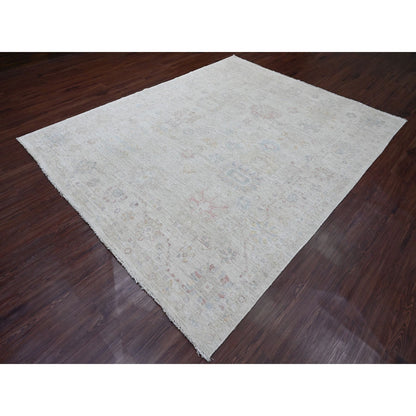 Oushak And Peshawar Wool Hand Knotted Rug Grey 7.10x9.8 -O020265