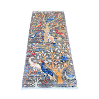 Oushak And Peshawar Wool Hand Knotted Rug Grey 2.8x5.8 -O020267