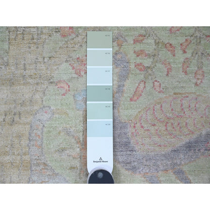 Oushak And Peshawar Wool Hand Knotted Rug Green 2.11x4.8 -O020268