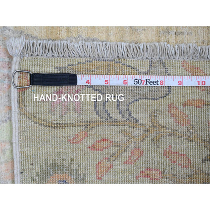 Oushak And Peshawar Wool Hand Knotted Rug Green 2.11x4.8 -O020268