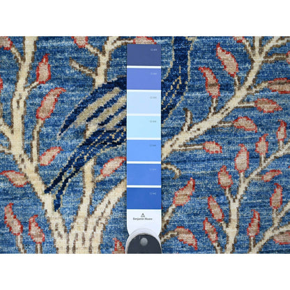 Oushak And Peshawar Wool Hand Knotted Rug Blue 3.1x19.4 -O020269