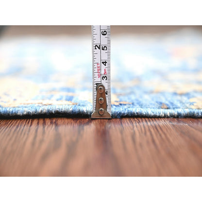 Oushak And Peshawar Wool Hand Knotted Rug Blue 3.1x19.4 -O020269