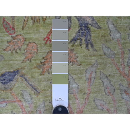 Oushak And Peshawar Wool Hand Knotted Rug Green 2.4x7.9 -O020270