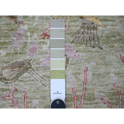 Oushak And Peshawar Wool Hand Knotted Rug Green 2.7x6.0 -O020271