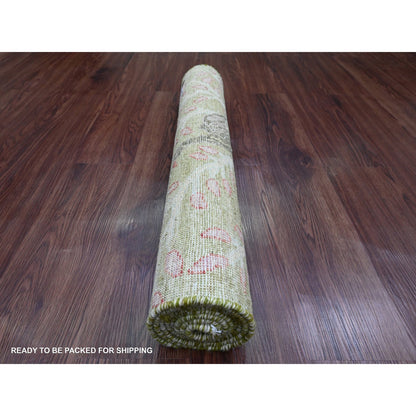 Oushak And Peshawar Wool Hand Knotted Rug Green 2.7x6.0 -O020271