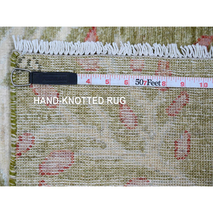 Oushak And Peshawar Wool Hand Knotted Rug Green 2.7x6.0 -O020271