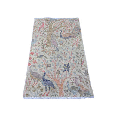 Oushak And Peshawar Wool Hand Knotted Rug Green 2.11x4.8 -O020273