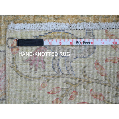 Oushak And Peshawar Wool Hand Knotted Rug Green 2.11x4.8 -O020273