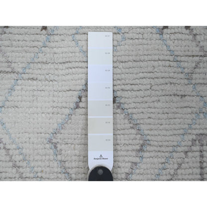 Tribal & Geometric Wool Hand Knotted Rug Ivory 2.5x10.6 -O020274