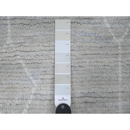 Tribal & Geometric Wool Hand Knotted Rug Ivory 2.6x12.9 -O020278