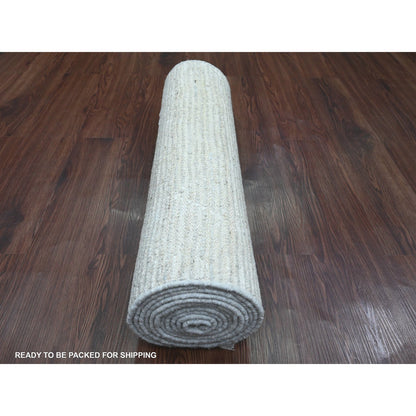Tribal & Geometric Wool Hand Knotted Rug Ivory 2.6x12.9 -O020278