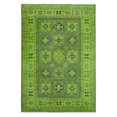 Kazak Wool Hand Knotted Rug Green 5.9x8.7 -O020280