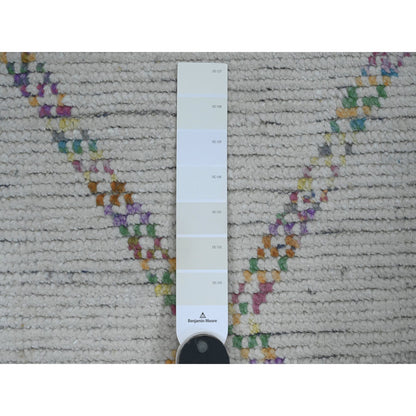 Tribal & Geometric Wool Hand Knotted Rug Ivory 2.4x10.7 -O020283