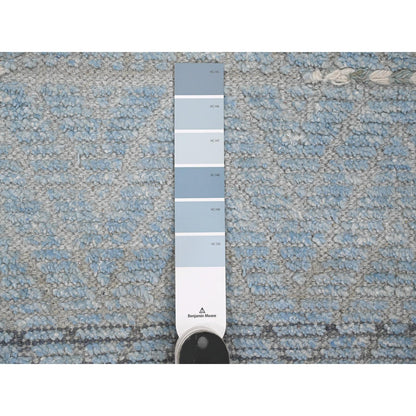 Tribal & Geometric Wool Hand Knotted Rug Blue 2.6x10.5 -O020284