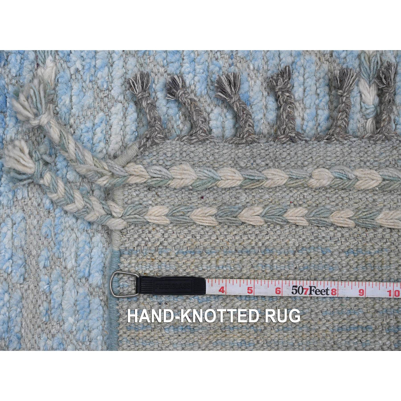 Blue 2'6" x 10'5" Tribal & Geometric Hand knotted Wool Rug - Sku: O020284
