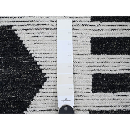Tribal & Geometric Wool Hand Knotted Rug Ivory 2.6x10.11 -O020285
