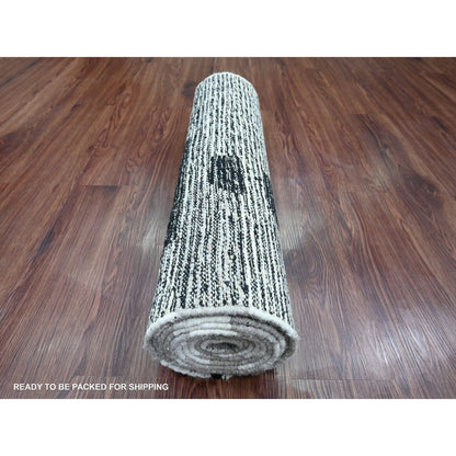 Tribal & Geometric Wool Hand Knotted Rug Ivory 2.6x10.11 -O020285
