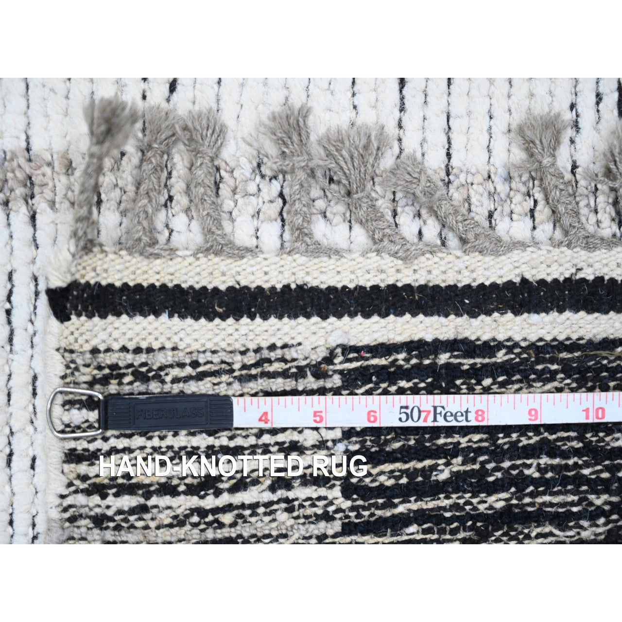 Ivory 2'6" x 10'11" Tribal & Geometric Hand knotted Wool Rug - Sku: O020285
