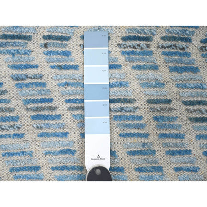 Tribal & Geometric Wool Hand Knotted Rug Blue 2.5x10.6 -O020287