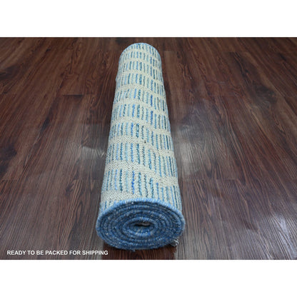 Tribal & Geometric Wool Hand Knotted Rug Blue 2.5x10.6 -O020287