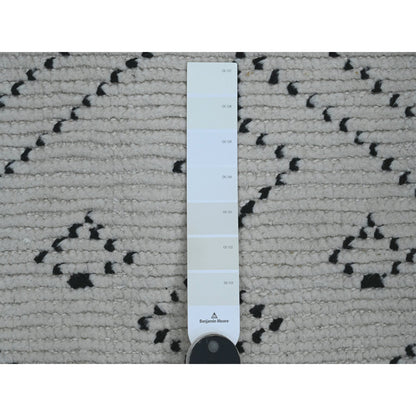 Tribal & Geometric Wool Hand Knotted Rug Ivory 3.0x12.8 -O020289