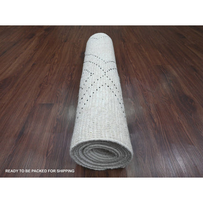 Tribal & Geometric Wool Hand Knotted Rug Ivory 3.0x12.8 -O020289