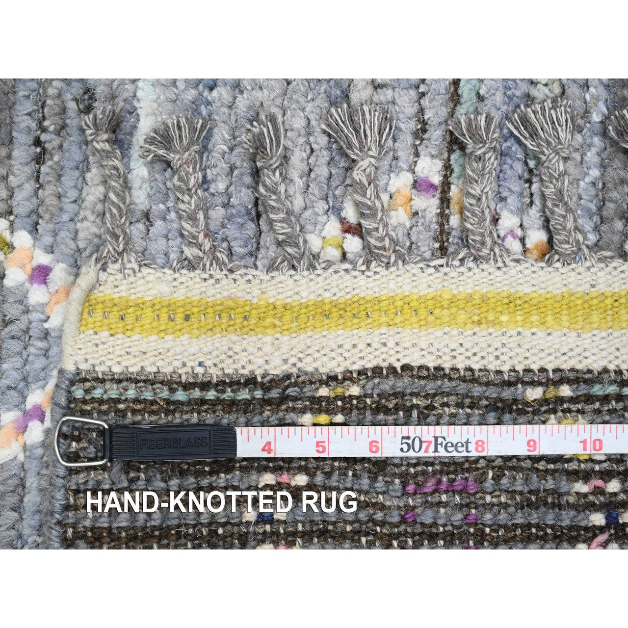 Gray 2'5" x 8'4" Tribal & Geometric Hand knotted Wool Rug - Sku: O020290